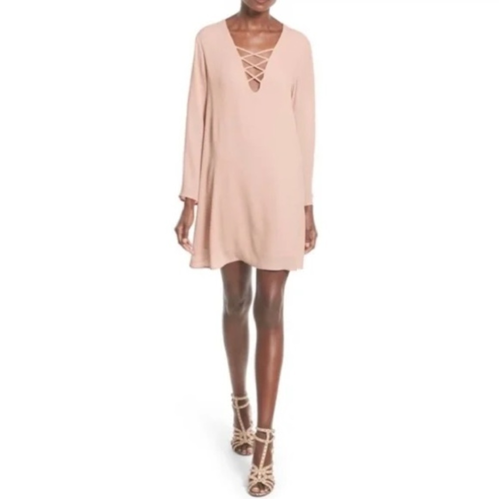 ASTR Lace Up Bell Sleeve Shift Dress Small NWT